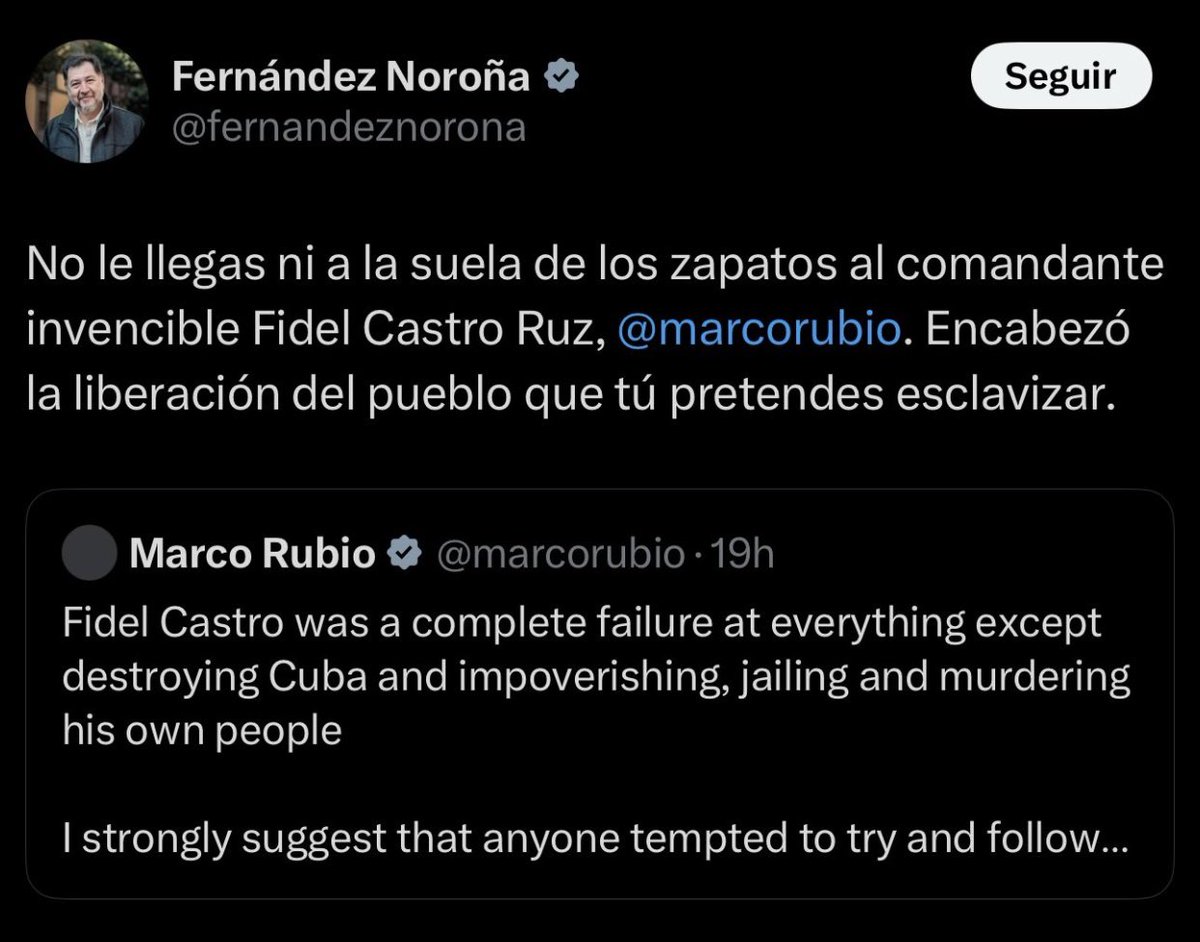 PelonGomis's tweet photo. ¡Qué gran puntada del Changoleón legislativo!
Le llama "comandante invencible" a un pinche dictador de mierda... Y sí, gobernar sin alternancia durante casi 50 años, reduce por completo las posibilidades de perder... ¡Así cualquier zurdo de mierda conserva el invicto! 

Fidel Castro fue tan buen libertador que 3 millones de cubanos han tenido que huir de la isla para ser libres.