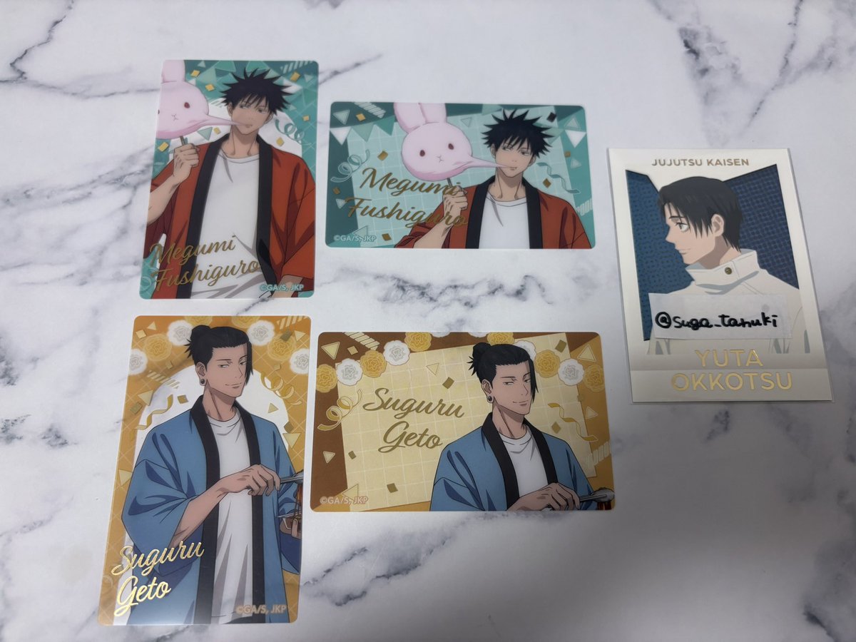 suga_tanuki's tweet photo. 【譲渡】 呪術廻戦 アニメイト 文化祭フェア 箔押しクリアカードコレクション

【譲】夏油、伏黒
【求】定価+送料

キャラ毎でのお譲り
お支払いはPayPayにて

検索からもお気軽にお声かけ下さい🙇‍♀️ https://t.co/WXp9DcEz7G