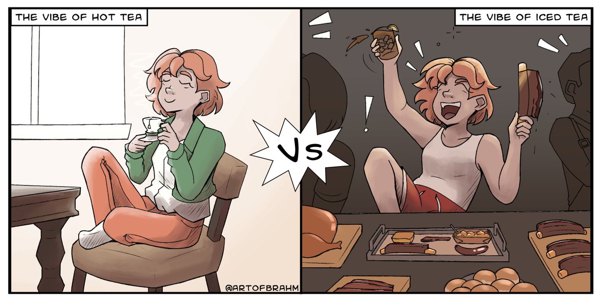 artofbrahm's tweet photo. Drinking hot tea vs. drinking iced tea #comics https://t.co/VpP8LNPhtv