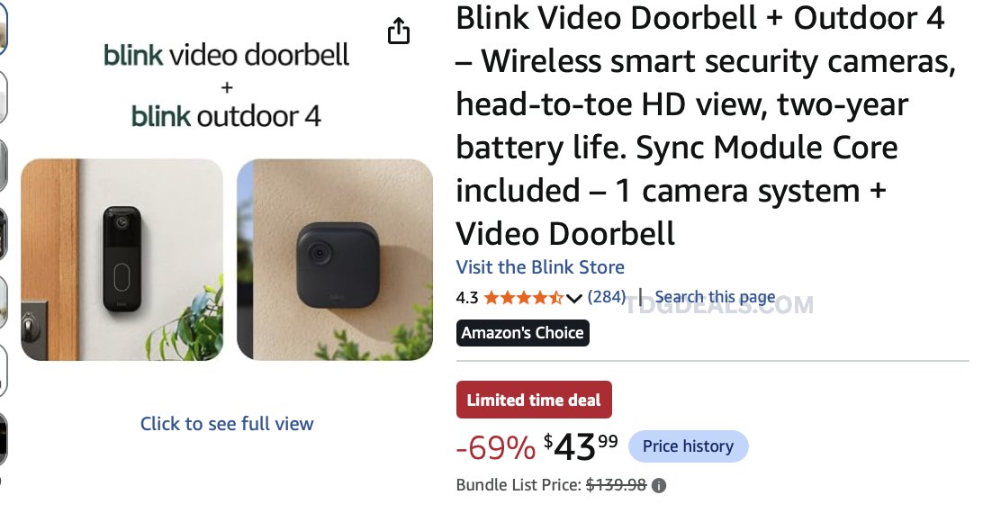 dropperdeals's tweet photo. 🚨 $139.98 BLINK VIDEO DOORBELL + OUTDOOR 4 FOR $43.99

This 2-piece camera bundle is 69% off

Sync Module Core included, 2-year battery life

https://t.co/yTfGhtbkxq

#ad https://t.co/iNqaWjhgtb