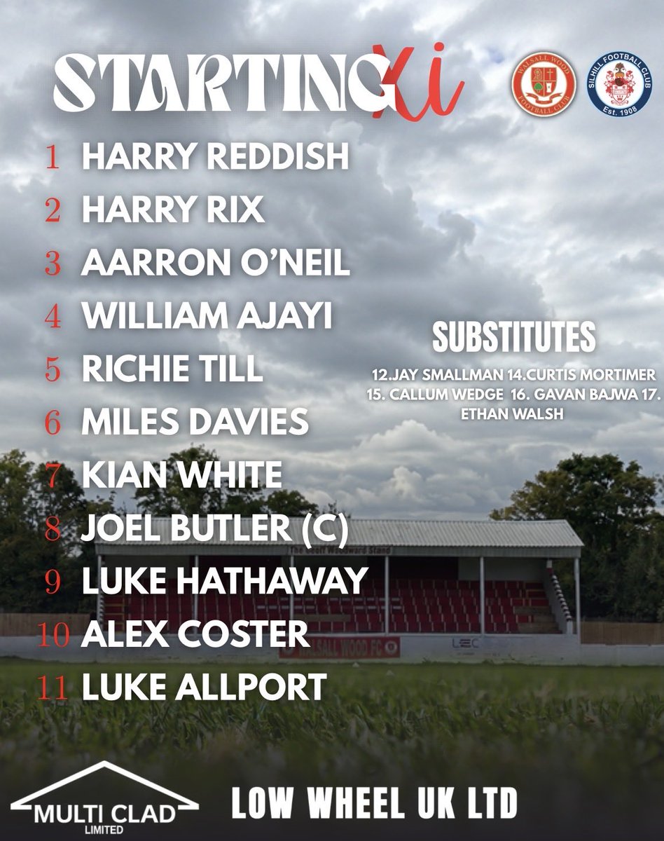 WalsallWoodFC's tweet photo. Todayβs Team!
Aka has made a few changings within the squad this weekend!
#FTGOTW https://t.co/EvhuWPM5dv
