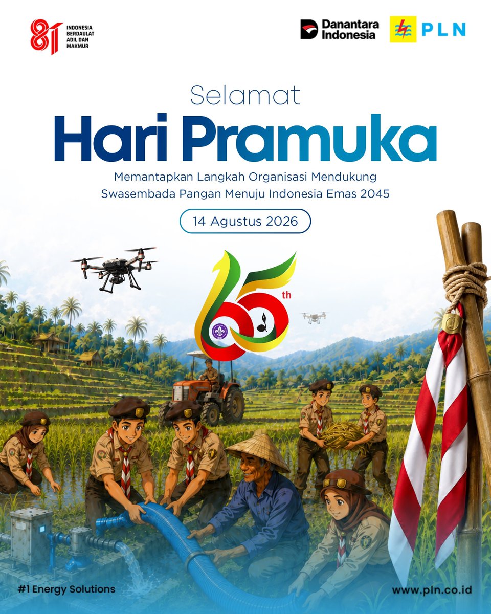 PlnUloe's tweet photo. Electrizen, Selamat Hari Pramuka ke-65!

Mari jadikan semangat Pramuka sebagai pengingat untuk terus mengamalkan nilai-nilai Satya dan Darma dalam kehidupan sehari-hari. Pramuka bukan sekadar tentang kegiatan dan kebersamaan, tetapi tentang https://t.co/BcmY2fu3N5