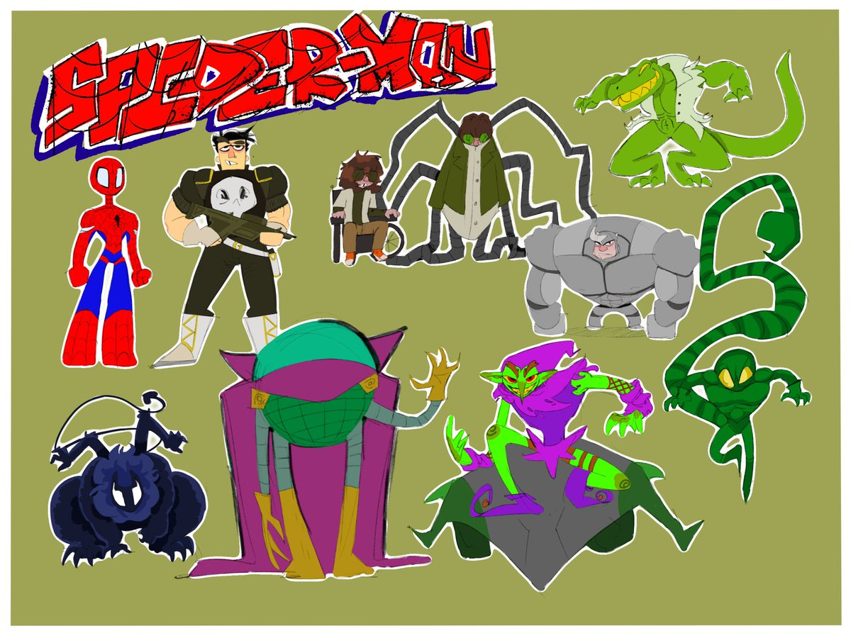 FrogsPlayplace's tweet photo. Spiderman villains in my style #spiderman https://t.co/YZBh0TbYWA