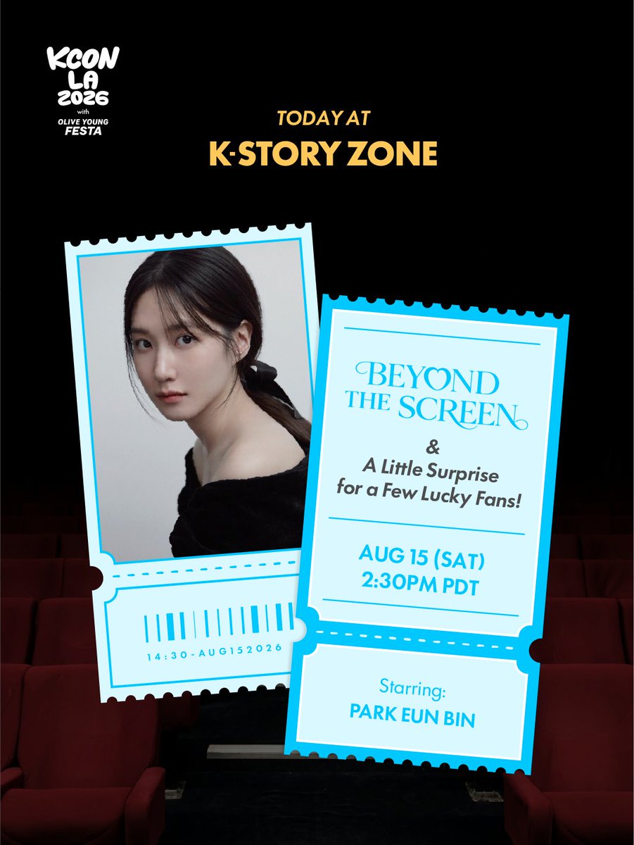 KCON_official's tweet photo. [#KCONLA2026] Ready for a romance with a little thrill? 👻💘

Get ready for a special moment with PARK EUN BIN that you won’t find anywhere else.

One thing’s for sure: it’ll be a hauntingly good time 😘

📽️ 12:30PM(PDT) - Watch Party
🎬 2:30PM(PDT) - BEYOND THE SCREEN

*The K-STORY ZONE is open to everyone with FESTIVAL GROUNDS access. Feel free to drop by, watch, and join the fun!

-
KCON LA 2026
AUG 14-16
Arena, LA Convention https://t.co/qgXTbcJB6a

Let’s #KCON