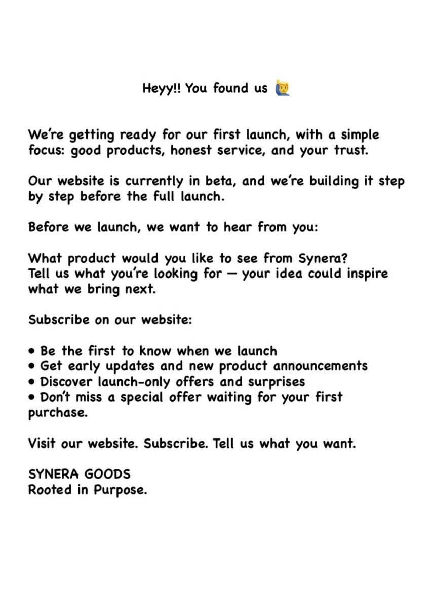 synerabrand's tweet photo. Support us #SyneraGoods 🙏 
Pre launch announcement. https://t.co/skIvttG7af