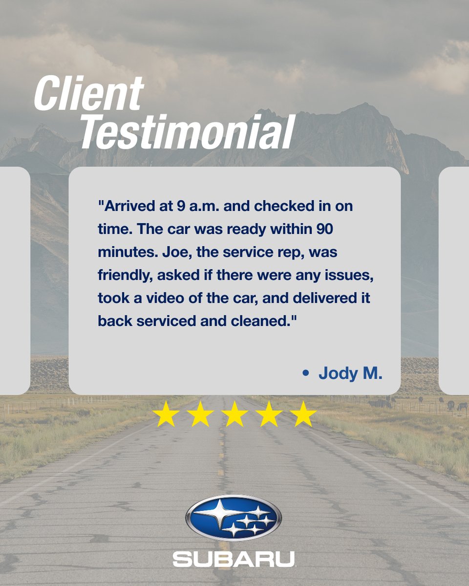 ccsubaru's tweet photo. Five stars for our service team! 🌟

We appreciate every customer who trusts us to keep their Subaru running strong. https://t.co/Ump4fTBP85