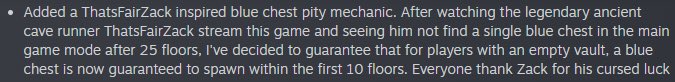 ThatsFairZack's tweet photo. So a follower of mine made an Lufia II Ancient Cave inspired game and I streamed it for fun/feedback and his first patch notes came out.

HOW DID THAT STREAM GO YOU ASK?!

Here is one of the notes in that new patch: https://t.co/ptQJT5ix4c