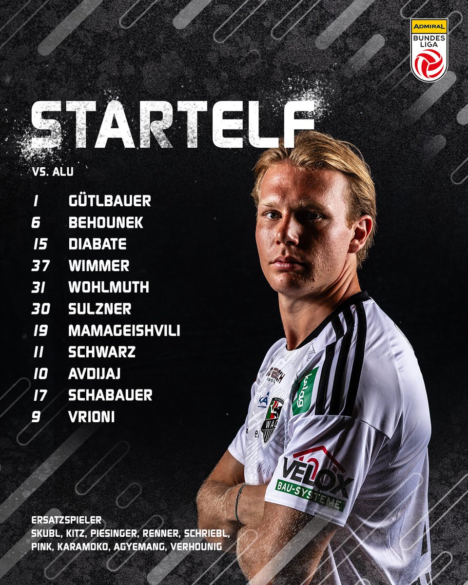 WolfsbergerAC's tweet photo. Mit dieser Elf wollen wir heute die 3 Punkte ins Lavanttal holen! #ALUWAC https://t.co/cqR6EpMN4x