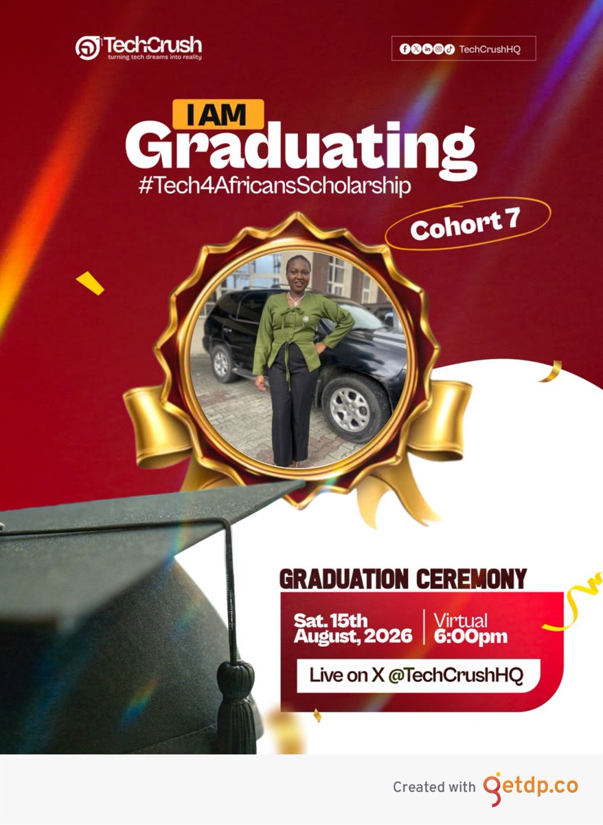 FavyMirabel65's tweet photo. DAY 15 – Graduation Day 🎓🎉
Today, I celebrate more than a certificate. Icelebrate consistency, resilience, growth, and the courage to keep learning.Thank you, TechCrush and Tech4Africans, for this life-changing opportunity. https://t.co/F23IDw7Vxe