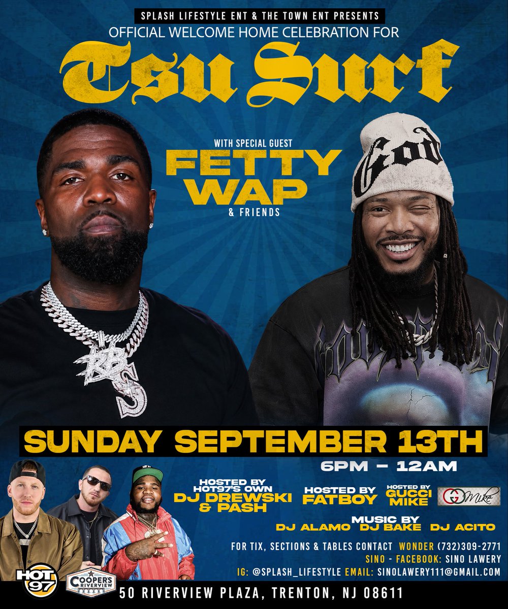FreeWave730's tweet photo. Nah it’s lit or nah ‼️ @Tsu_Surf @SoDrewski #FettyWap #FatBoy .. Plus my official B Day Party 🔥 #Jerseyyyyyyy https://t.co/MG2O3R8nZe
