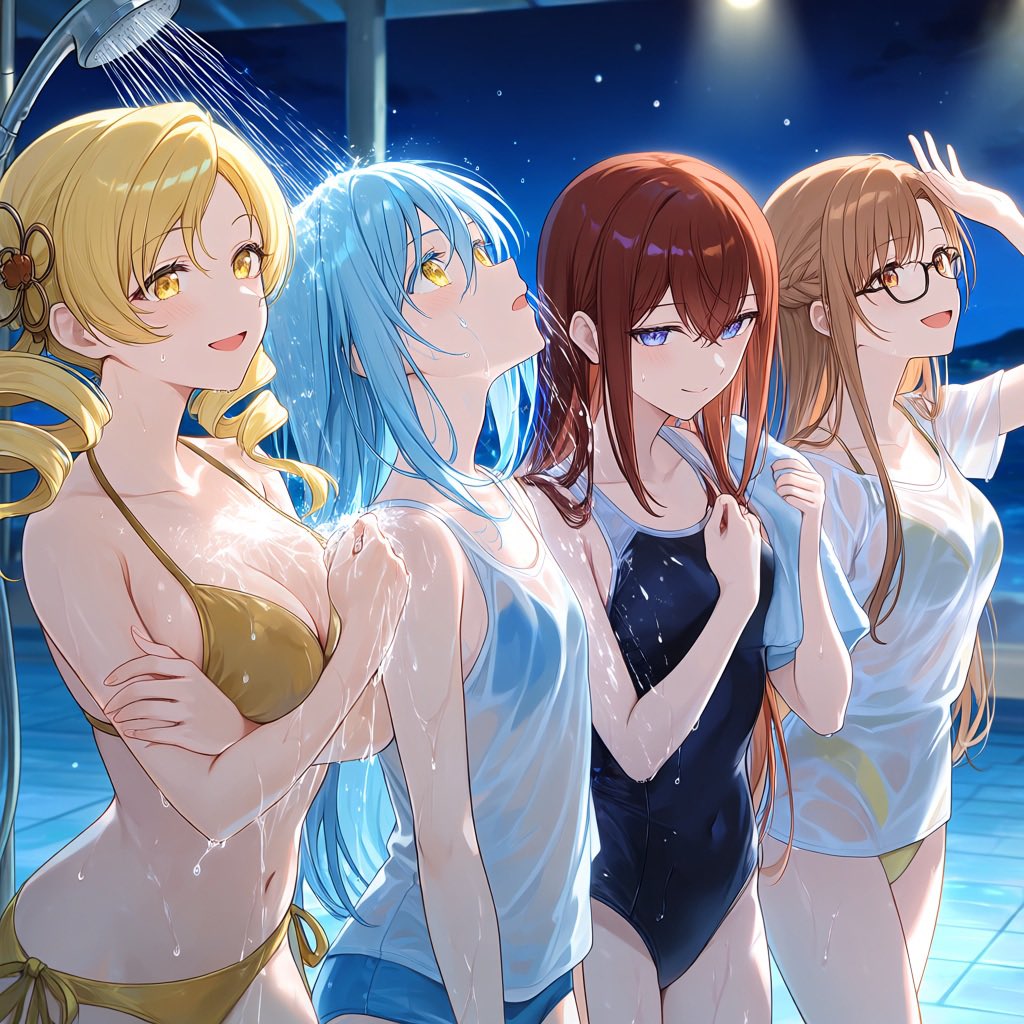 goldjinkan's tweet photo. 📖 第1話はこちら
👇
https://t.co/m7ycHlv25j

🌙🏖️夜の海辺でBBQタイム🔥

海で思いっきり遊んだあとは、みんなで水着のままバーベキュー！

月読さんは華麗に焼き担当✨
ミスティルはお肉に興味津々🍖
レナスは焼き加減に妙にこだわり始め、
レイミは手際よく料理を盛り付ける😂

星空×海×BBQ――
最高の夏の夜になりました🌌

#乂阿戦記　#小説家になろう