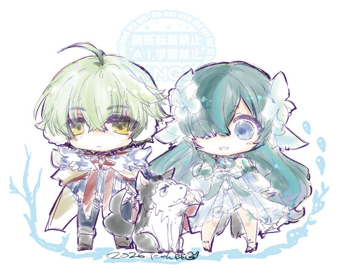 nyanbeepic's tweet photo. あたらしいくににはいったので、ざっくりこですが、初動で、あなたがた、そういうかんじでしたか～なふたりをひとまず～ふんいきだけで描いてみましたん☆かりゅうどくんとうたひめちゃん☆ https://t.co/lN3qKaEryj