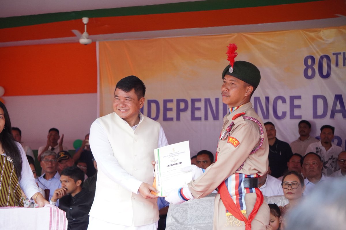 AvijitKroMAC's tweet photo. It was a pleasure to attend the Independence Day celebration at Diphu Government Boys’ Playground, with Dr. @TuliramRonghang , Hon’ble CEM, KAAC & MLA, as the Chief Guest.
It was a proud occasion to come together and celebrate the spirit of freedom, unity, patriotism and our shared responsibility towards the nation. 
Jai Hind! 🇮🇳