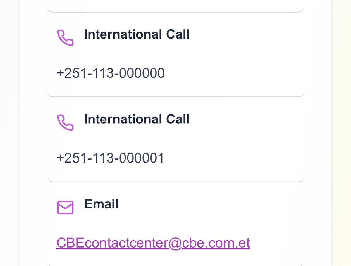 ejsimie's tweet photo. @combankethiopia she provided for international colors for your support center do not work. You get back a message “the number you’re trying to call doesn’t exist.”
I tried to communicate with an email provider, to no avail. Cricket quiet. No response. https://t.co/yQxASCS4Pu