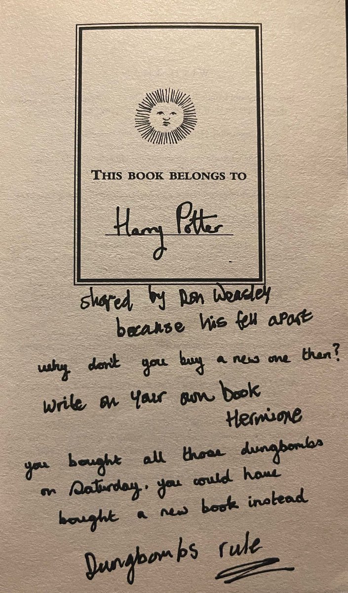 shellcottge's tweet photo. Ron and Hermione even bickering in Harry’s book omg I know he’s sick of them 😭😭 https://t.co/NNvpD17HQE