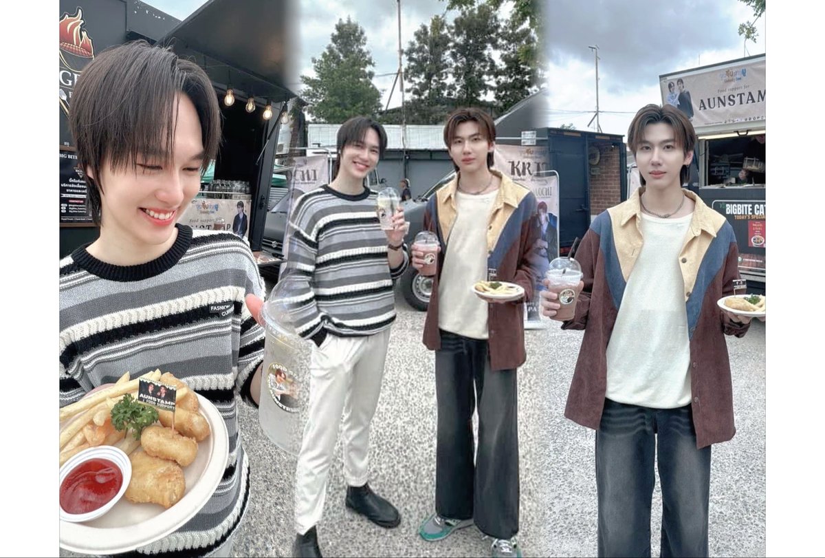 nakojdjd's tweet photo. AunくんとStampくんへのFoodTruck🚚🥤
撮影お疲れ様でした🎬これからの放送も楽しみにしてるね～¨̮⃝

Great job with the drama filming🤍 I’m really looking forward to the upcoming episodes too😽 @napat_un @stampPanachkorn 

Thank you for planning and organizing everything 🙏🏻🫶🏻 @napat_official @AunStampOFC_TH @StampOfficialTH 

#UnluckyBae 🔮
#AunStamp
#UnNapat #stamp_panachkorn