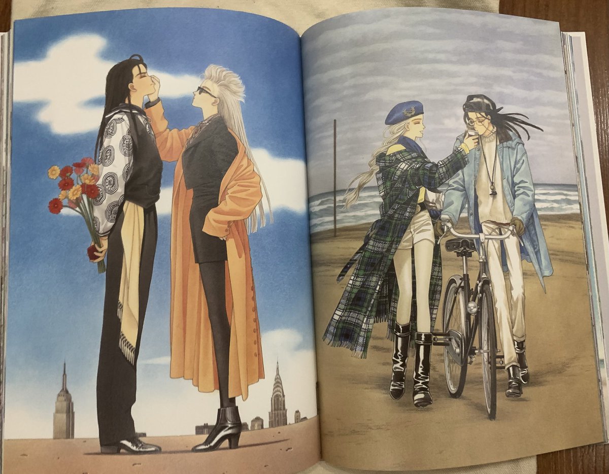 rinreadsmanga's tweet photo. I never see Minako Narita mentioned as one of the greats in animanga fashion conversations &amp; it’s such a shame. She’s such a great inspo for 80s &amp; 90s fashion.
I was looking through her artbook I just received &amp; it’s fantastic, her composition’s reminiscence of fashion magazines. https://t.co/sVdkRQ3zPl