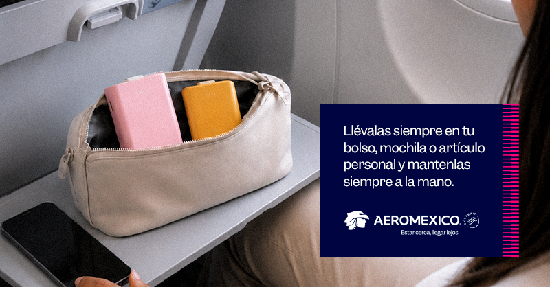 Aeromexico's tweet photo. Viajar informado también es parte del viaje. ✈️🔋 Revisa estas recomendaciones antes de empacar tus baterías portátiles. https://t.co/khnQOwaIKU