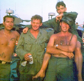 sater_terry's tweet photo. I wish these guys in the Mekong Delta could all expound on the hardships of Navy life on a modern aircraft carrier.  Duenez, on the left, was severely injured in the legs, on his river assault boat, and medivaced to Japan.  Billy Roy, holding the beer, was blown off the boat by a rocket propelled grenade.  They didn't find his body for a day or two.  Harris, with his arms crossed, was severely injured.  I heard he was a paraplegic.  Patrick Joseph "Grif"  Griffin, my buddy, is sitting on the gun mount he was killed in, when a rocket basically blew him in half.  They couldn't get his body out of the gun mount for some time, because of the combat, and his gun mount was tight quarters.  I'm sure they would all prefer to be at sea for two or three hundred days.