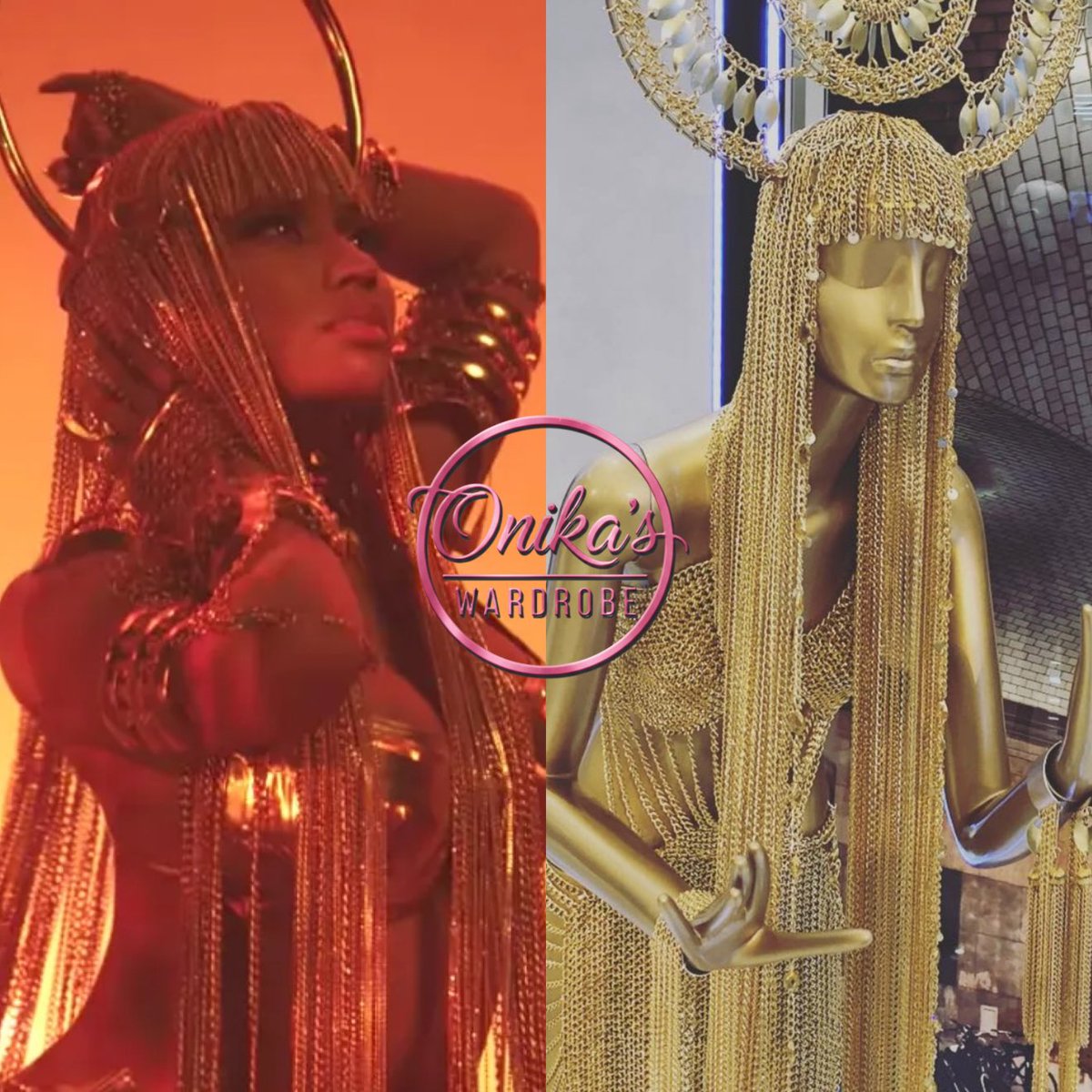onikaswardrobe's tweet photo. Ganja Burns Music Video (2018)

Nicki Minaj wearing a Custom Laurel Dewitt floor length chain wig which was originally made for a Macy's display in 2015
#nickiminaj #fashion #style #ganjaburns #laureldewitt https://t.co/KrxjhdnT5E