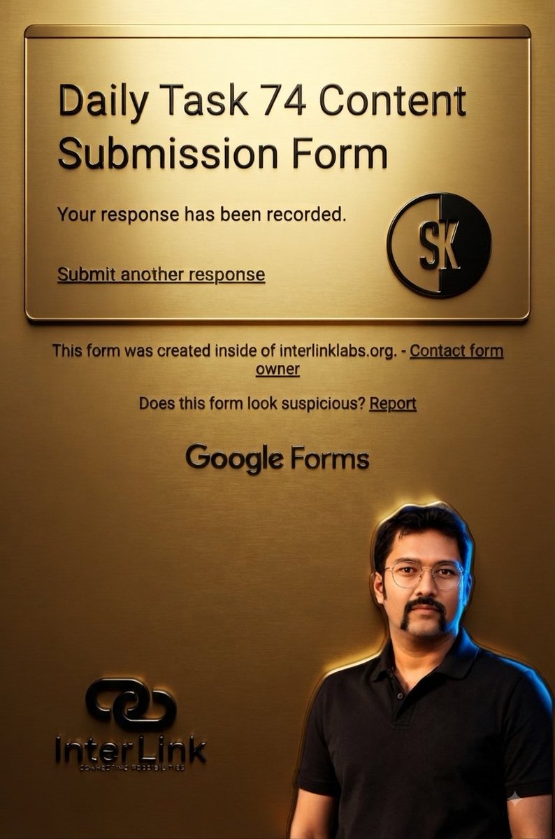 VaasuKadiri94's tweet photo. ✅ Daily Task 74 Content Submission Completed!
Response recorded successfully via Google Forms. Moving forward with the next challenge in the InterLink Ambassador Program! 🚀
#InterLink #AmbassadorProgram #Web3 #Crypto #Task74 https://t.co/qzZIDY9qf9