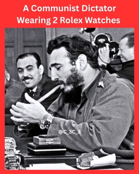 C_3C_3's tweet photo. Communism is awesome…

If you’re the guy wearing 2 Rolex watches.

Not so awesome for everyone else starving to death. https://t.co/qPgmVYZEkI