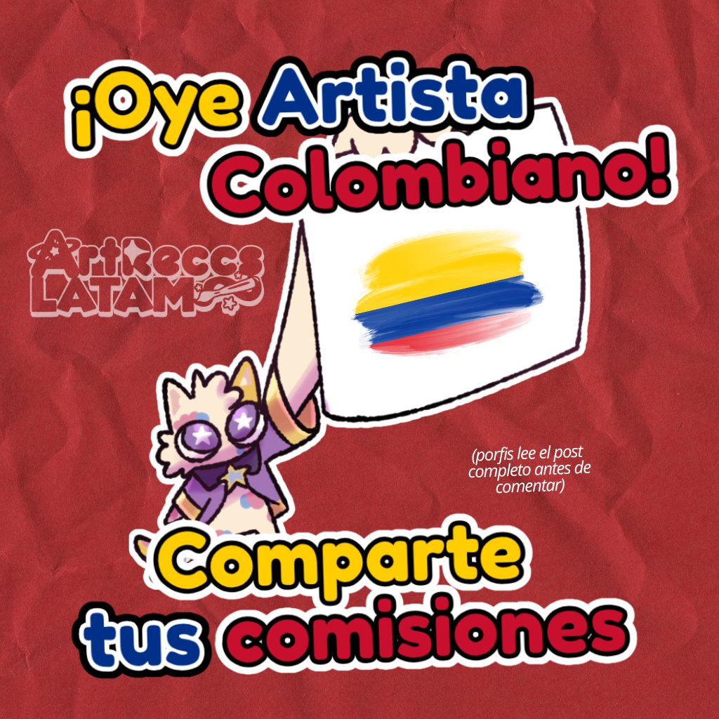 ArtReccsLATAM's tweet photo. 🗣️ARTISTA COLOMBIANO: COMPARTE TUS COMIS🇨🇴

¡¡Dinámica del día!! Amigos colombianos, compartan su link de comisiones y sus mejores trabajos. Si gustan, pueden presentarse también 🫶🏻