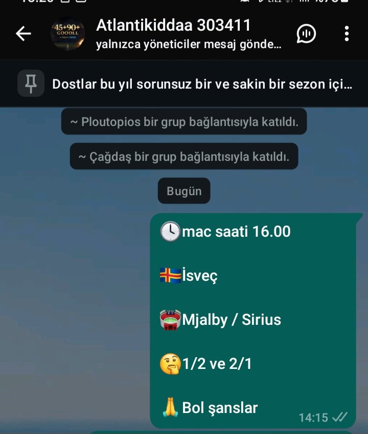 ByGOoLLL's tweet photo. Selamlar dostlar atlantikiddaa iddaa bayi gurubumuzun ilk maçı olan

 Mjalby/ Sirius 2/1 oran 30.50✅️ icerde

Ücretsiz bayi whatsaap grubumdaki alan dostlari teprik ederim 

Imza-45+90 ByGOoLLL ✒️.... https://t.co/8olaudqrr6