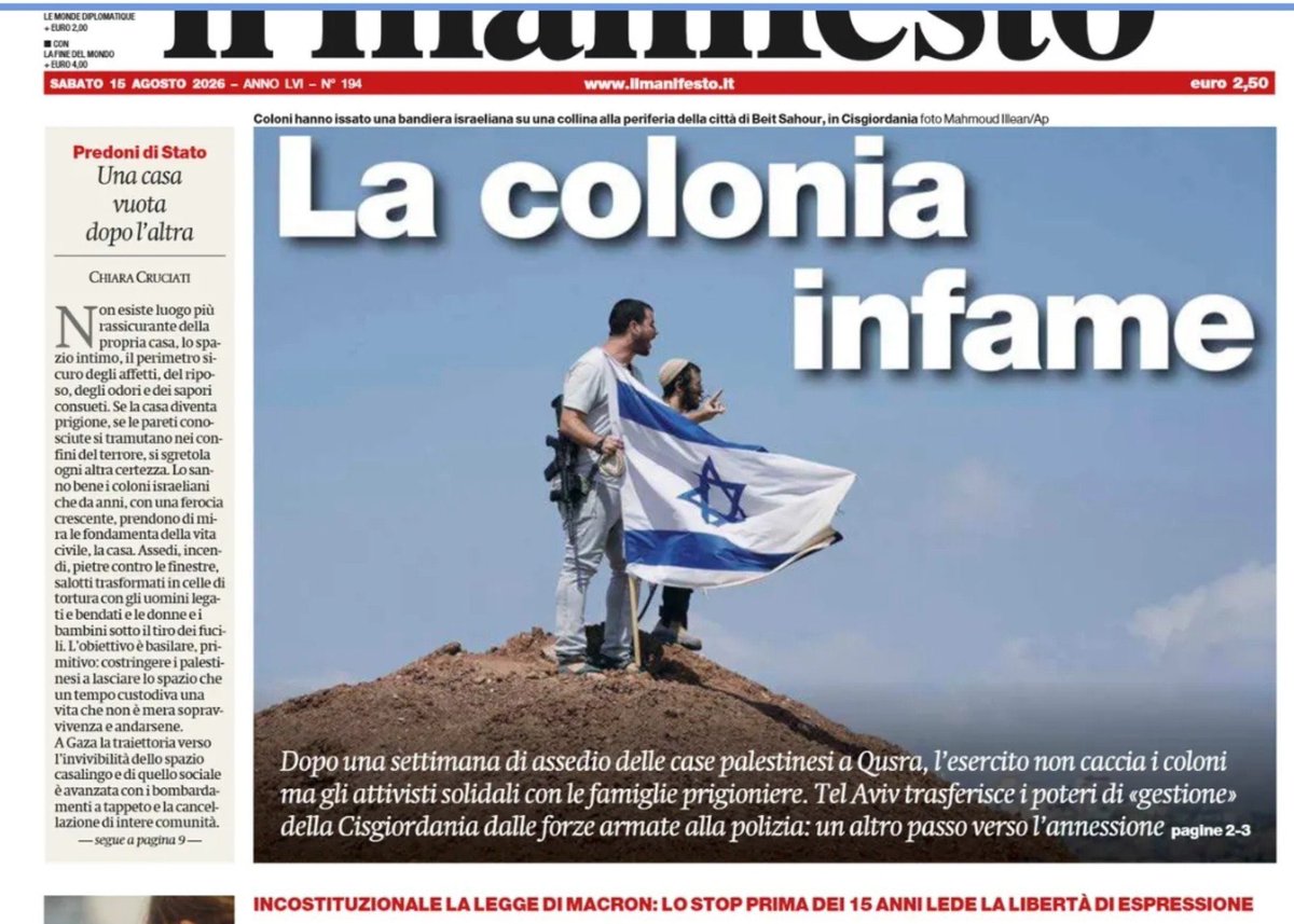 senzasinistra's tweet photo. I #coloni sono fondamentalisti violenti che da decenni saccheggiano e occupano  la terra dei #Palestinesi cacciandoli via e a volte uccidendoli. E mai una #sanzione #Usa o #Europea contro il governo israeliano  che li copre e li arma https://t.co/UB3sIdkEOv