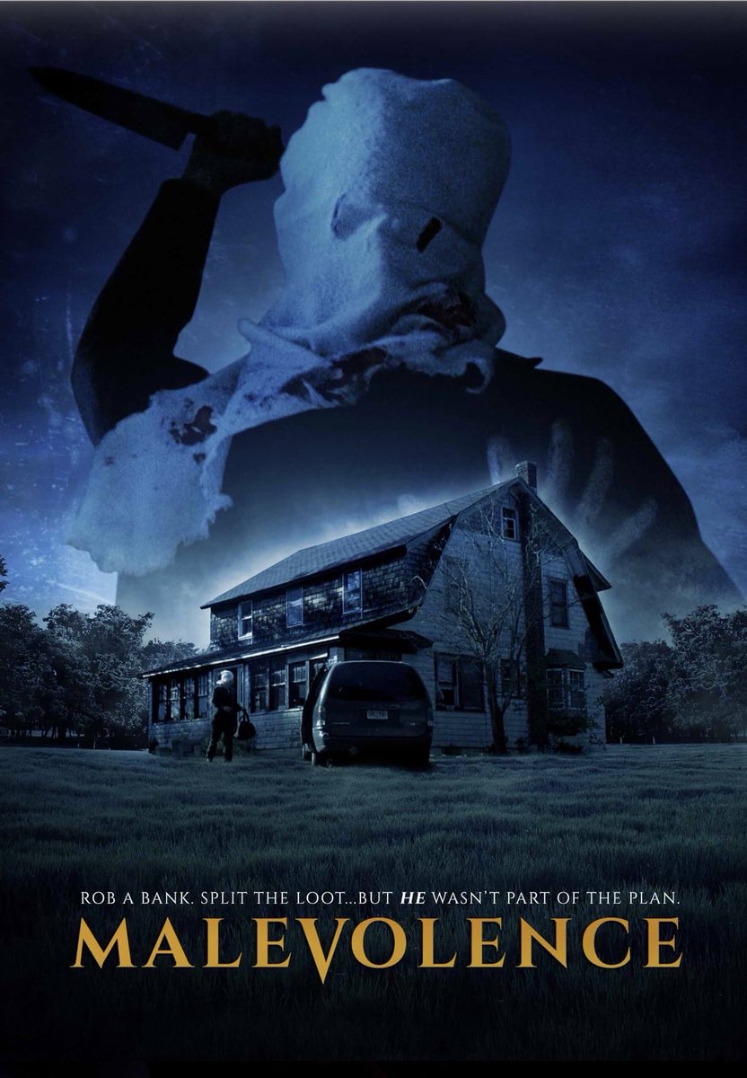 thoughtshorror1's tweet photo. Malevolence (2003): After a bank robbery goes a bit wrong, some thieves hide out at an abandoned house along with a mother and daughter as hostages. They’ve stumbled onto the turf of a killer though. Very lo-fi and feels like a throwback to 70s slashers, especially with its score https://t.co/uGpp92CL9F