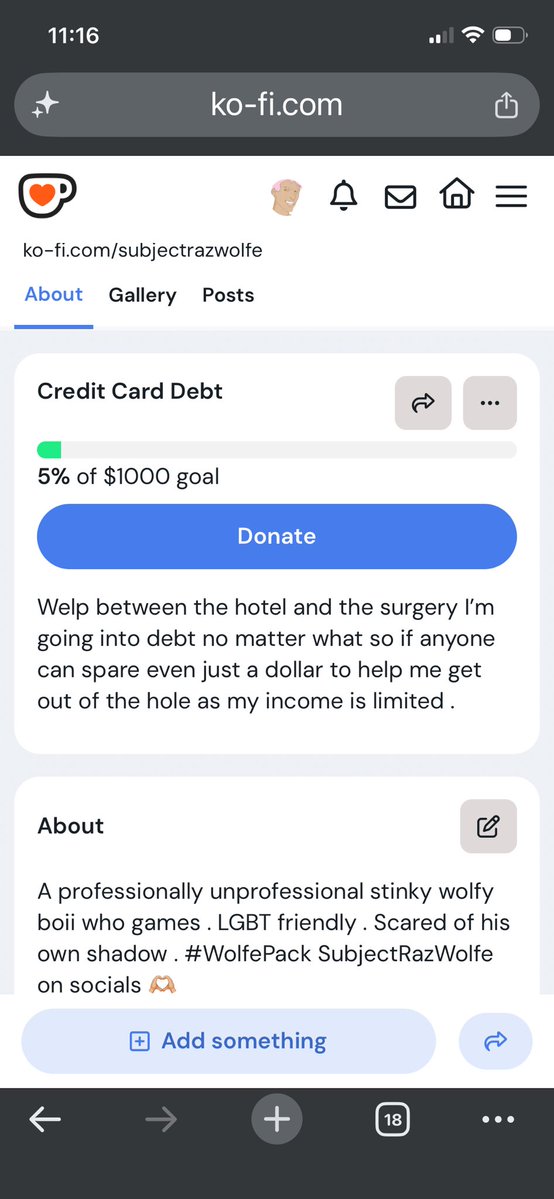 SubjectRazWolfe's tweet photo. I hate to ask for this but I’ve just now seen some more bills and in the end come to realize between the hotel and travel costs and surgery I will in fact be ending up with a balance i cannot afford to pay off quickly . If anyone can just spread this it would mean the world 🙏🏼 

https://t.co/Xc0d4f5TKq