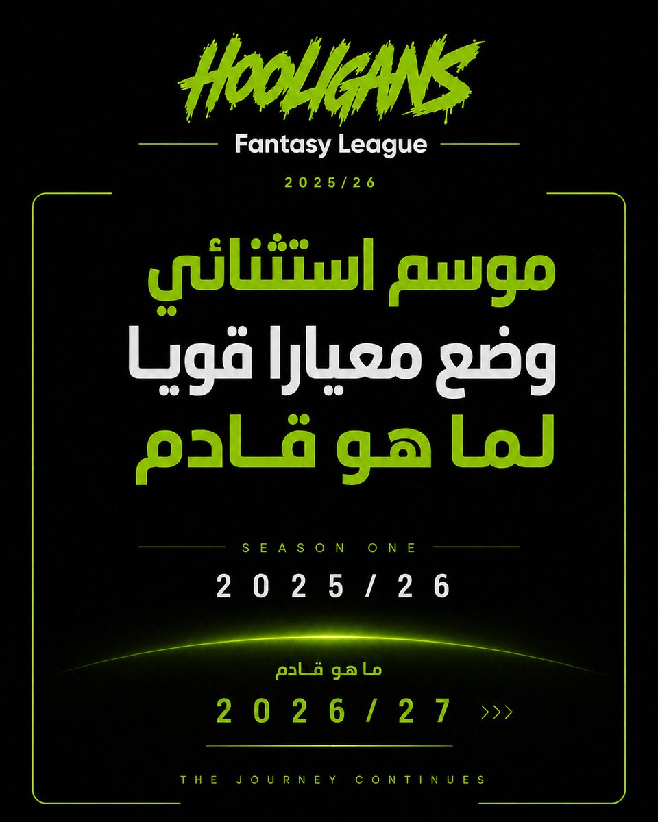 HOOLIGANS_FL's tweet photo. موسم تأسيسي صنع الهوية ورفع سقف المنافسة
2025/26 كان البداية
نبدأ 2026/27 بطموح أكبر ومجتمع أوسع https://t.co/c2JK6MSVNv