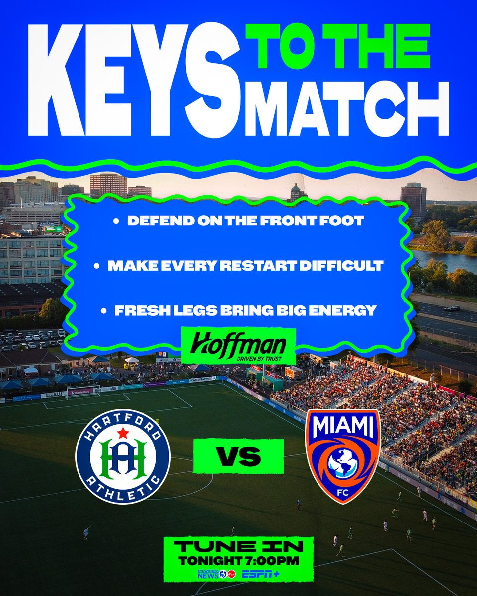 hfdathletic's tweet photo. Tonight's Keys to the Match, brought to you by @HoffmanAutoGrp
#PlayLoud #HFDvsMIA #USLChampionship https://t.co/gwFYYHog87