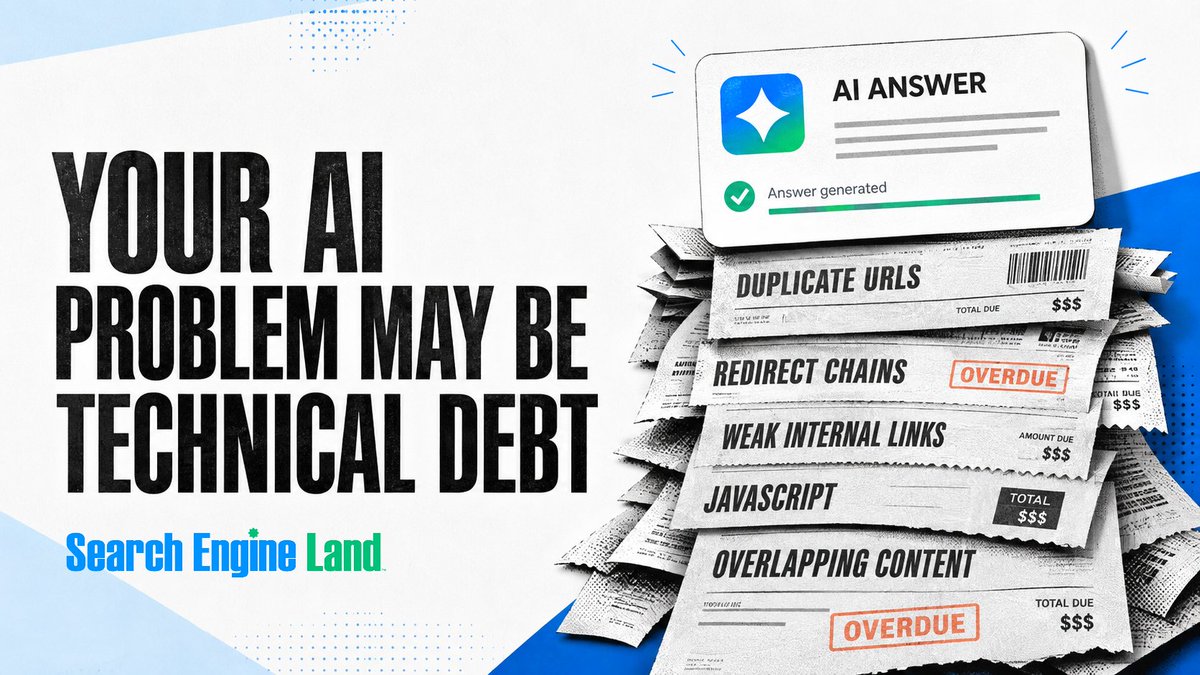 sengineland's tweet photo. Most "AI optimization" wins may be technical #SEO fixes in disguise.

Before chasing new tactics, audit the debt you already have: architecture, internal links, rendering and duplication.

Here's why: https://t.co/Ho3T3wGar7 https://t.co/28hfm4HJjR
