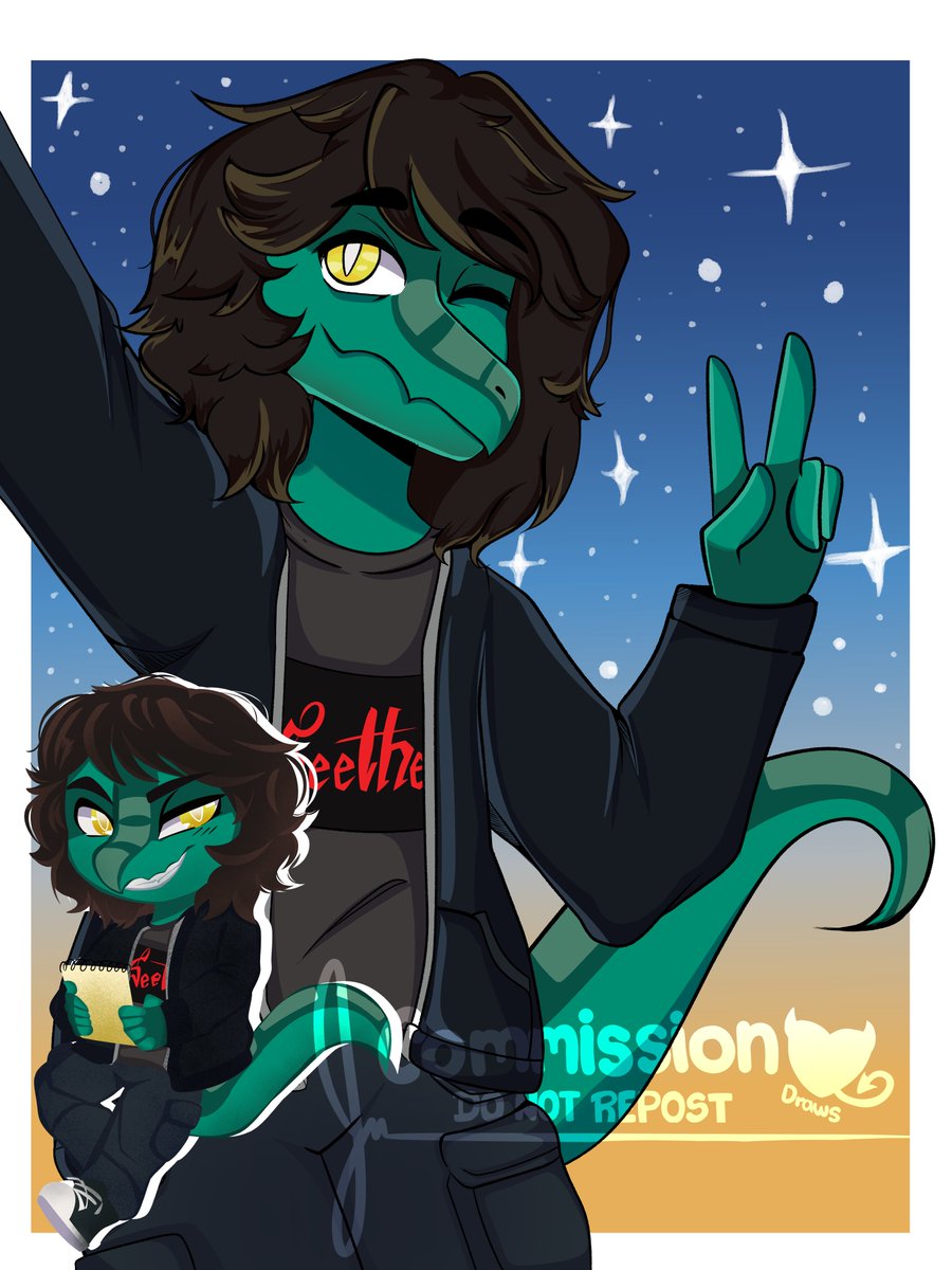 Jennidraaws's tweet photo. Comission complete 

Half body + chibi render furry 

#furryartㅤㅤㅤ #commissionㅤ #VGEN https://t.co/4llfGEgeE4