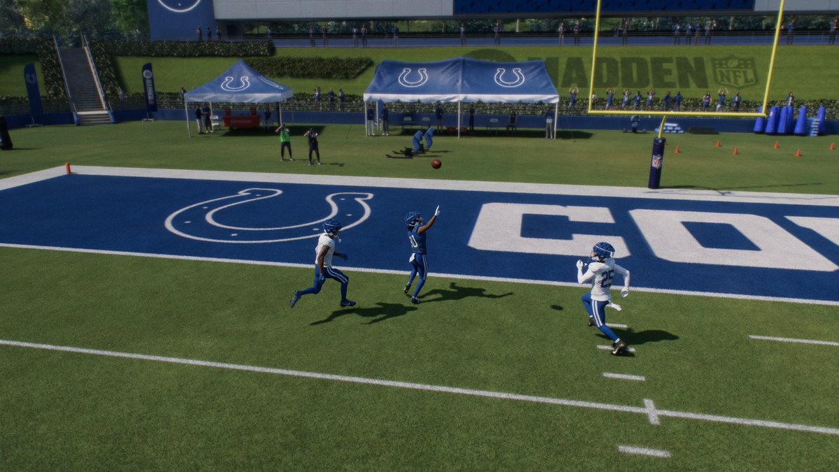 RZIndColts's tweet photo. 🔥Rookie WR Deion Burks makes the play of training camp with a one-handed grab!

The buzz is ramping up around the young speedster after a promising rookie camp.

#ForTheShoe #RZColts https://t.co/sphppfEJgz