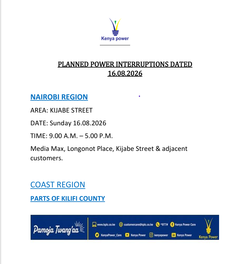 KenyaPower_Care's tweet photo. Good evening,
Please find areas affected by planned power interruption dated tomorrow.
Regards. ^MB https://t.co/xngUyLCjWH