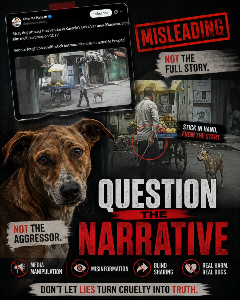 HoomanDecoder's tweet photo. THIS IS HOW DOG HATERS MANIPULATE THEIR FOLLOWERS, TAKING ADVANTAGE OF THEIR DUMBNESS!!

Look at this video. The vendor is standing with the stick at the start of the video itself. But then this lowlife creates a narrative that the dog attacked first and the vendor saved himself by using the stick.

This is how the criminals who gave birth to these lowlifes have trained them to protect their fellow criminals! Yes... they are criminals. No person from a decent family can do this kind of thing.

The highlight is that these things are very evident. A person with a pint-sized brain can understand these things just by looking at this post! But the breed of dog haters is incapable even of that. That’s why they don’t question this dumb account and instead like and share it! Dog-hater content creators are very much aware of the dumbness of their followers, and they know they can take advantage of it!!

In this era, feeding a street dog is far better than giving birth to a dog hater!!

@chennaipolice_ @BussyAnand @TVKVijayHQ
@CJP_for_India @Wangchuk66  @SonamVangchuk #cjp_पार्टी #sonamvangchuk #StrayDogs @SpotzHaroon #AnimalWelfare #Rabies #DogBites #ABCProgramme #Compassion #PublicHealth @manekagandhibjp @gauri_maulekhi
@petaindia @asharmeet02 @peta
#StopAnimalCruelty #BeKindToAnimals #AnimalRights #saveindiafromdoghaters #JusticeForStrays #StopAnimalCruelty #Accountability #AmendPCA #NoMore50 #SaveIndianDogs #awaranahihamarahai
@rashtrapatibhv @THaPriYa123 @JahnaviIyer
@dilthi_gujarati @DDNewslive @ndtv
@timesofindia @pttv_tweets @ThanthiTV
#AamAdmiParty @PetaIndia @tncpim