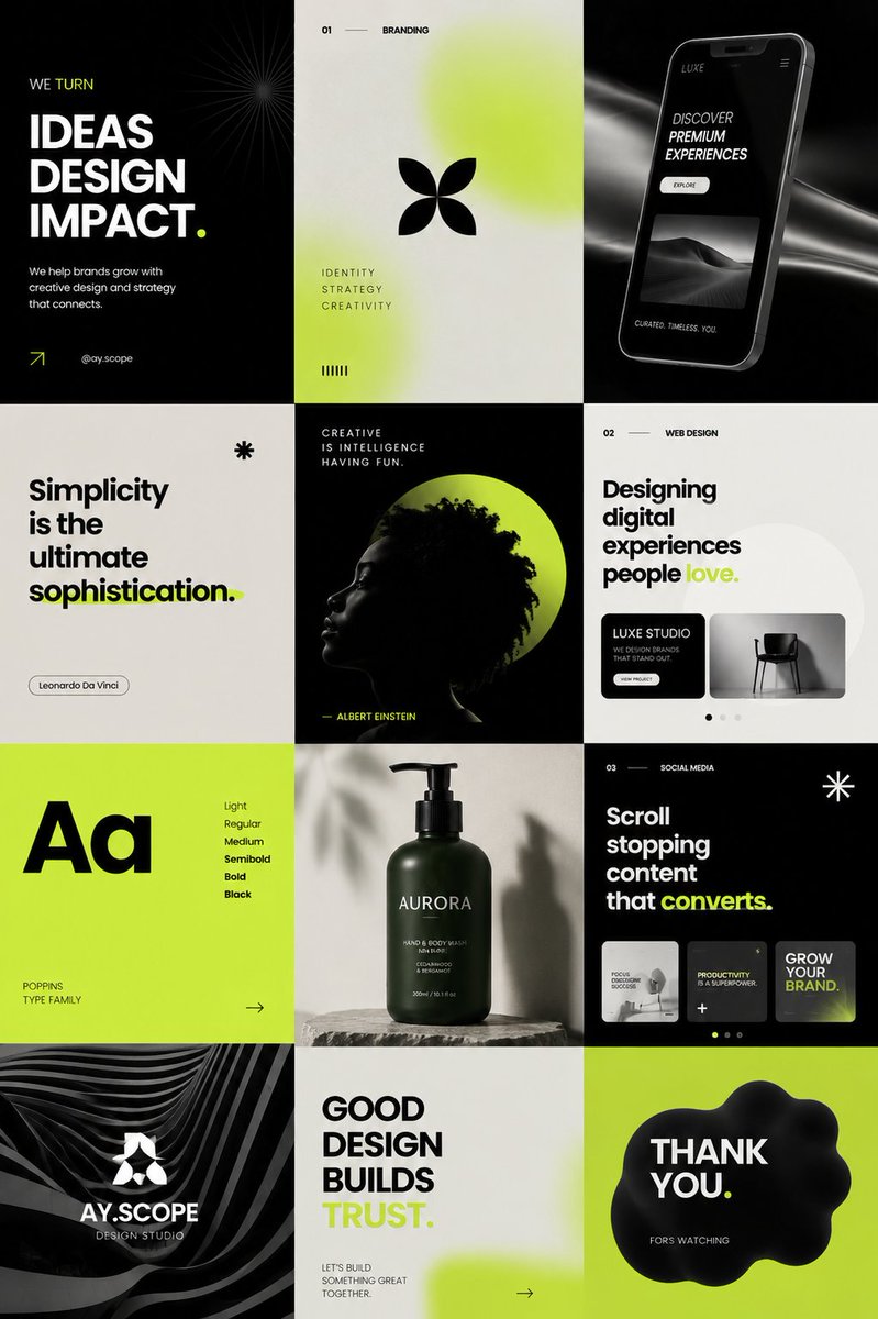 Ay_sc0pe's tweet photo. Design that makes brands feel different.
A self-initiated visual design exploration focused on bold typography, modern branding, digital experiences, and social content

DM ME

Branding • Web Design • Social Design •
#GraphicDesign #BrandDesign #UIUX #Canva #Figma #Adobe https://t.co/cklu7TtyAP