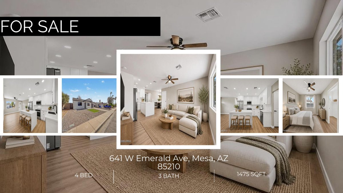 robhrealtor's tweet photo. Rebuilt 4BD/3BA in Mesa! No HOA, new everything &amp; quartz kitchen. $467k (appraised at $505k). DM for a tour of 641 W Emerald! https://t.co/FTyVgRSjPg