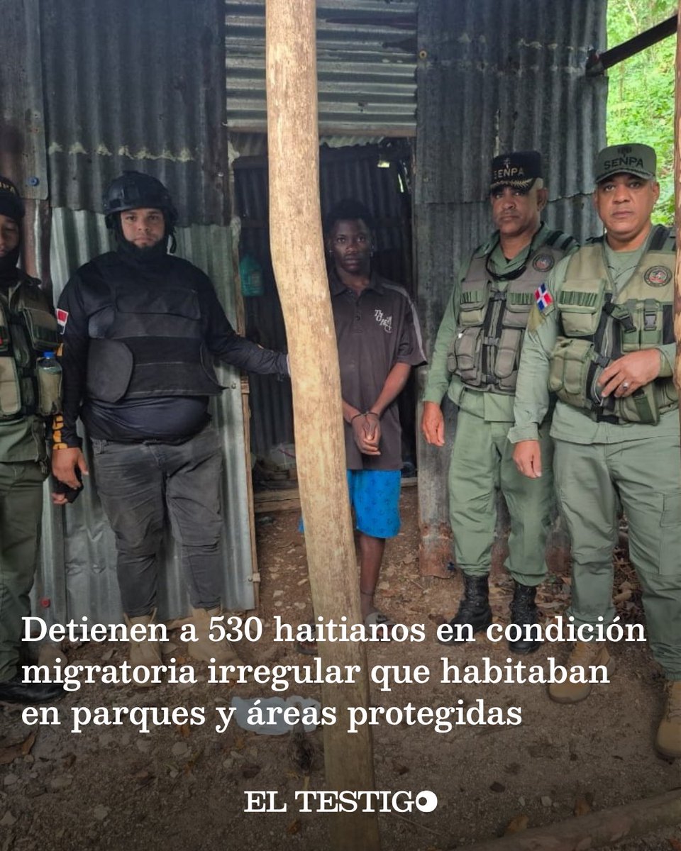 eltestigo_do's tweet photo. Operativo "Compromiso Ambiental 3.0" del SENPA detiene a 530 haitianos en situación migratoria irregular en 13 parques nacionales y áreas protegidas, recuperando más de mil tareas de tierra y desmantelando asentamientos ilegales. https://t.co/vFN0WDYyxp