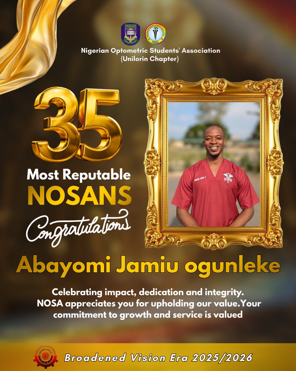 NOSA_UNILORIN's tweet photo. Honoring True Dedication! 🔥
We deeply appreciate your hard work, professionalism, and the value you consistently add to our community. Thank you for setting a great pace.
Keep shining!
#NOSAUnilorin #35MostReputableNOSANS #DedicationAndImpact #BroadenedVisionEra https://t.co/13X8b8oI5T