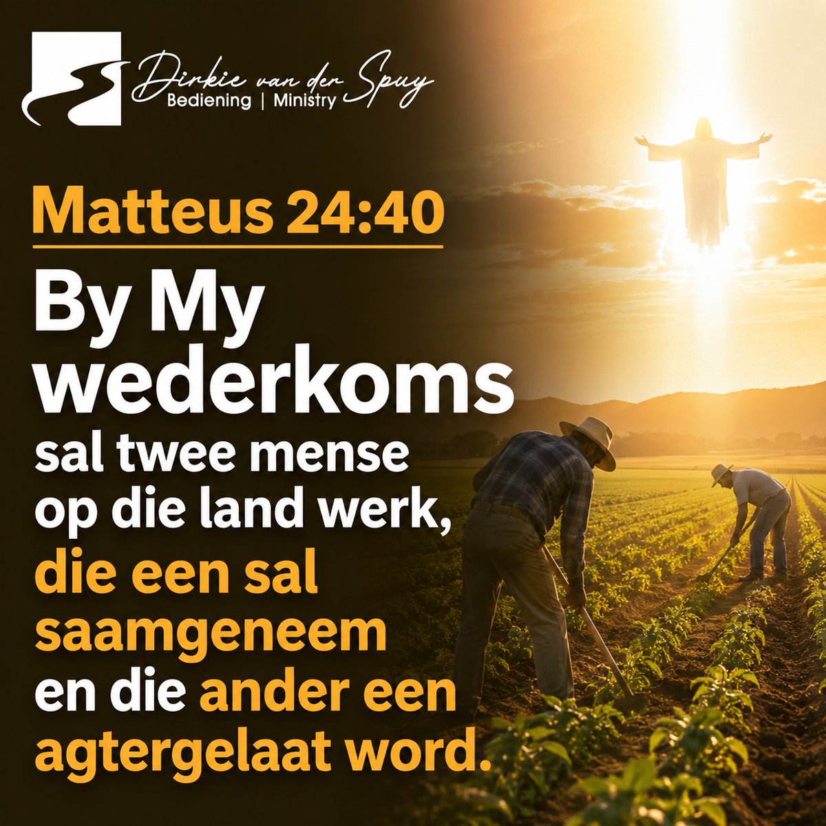 vdSpuyMinistery's tweet photo. Aardse besittings en prestasies is tydelik en verganklik; daarom behoort ons eerder te fokus op ons ewige verhouding met God en ons voorbereiding vir die hemel. #dirkievanderspuybediening #keerpunt #Sondag30Augustus #TBN #DStv343 #wederkoms #GeestelikeGroei #LeefVirJesus #Geloof https://t.co/uZtZv1r68x