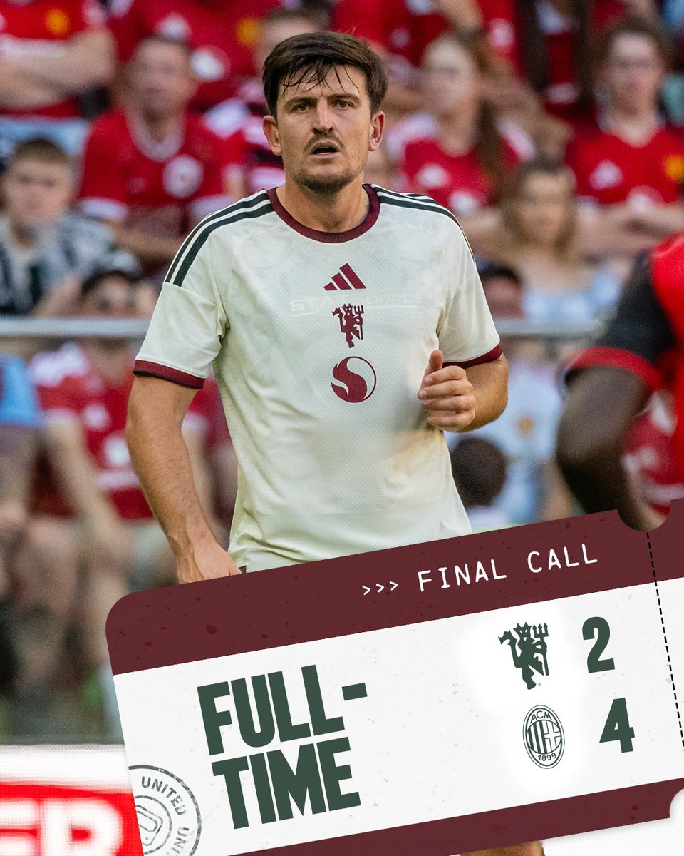 ManUtd's tweet photo. Defeat in our final pre-season game.