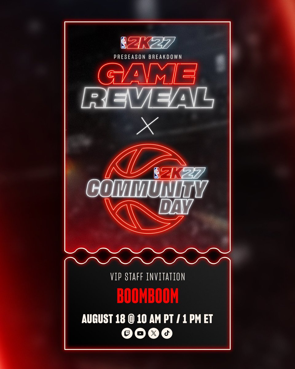 BUTBOOMBOOM's tweet photo. Heading to Community Day, but this time in a new role. 

Don’t miss the NBA 2K27 Game Reveal &amp; Community Day on Tuesday!

Guarantee….You’re NOT ready 😉 https://t.co/uRoJ5lT7AH