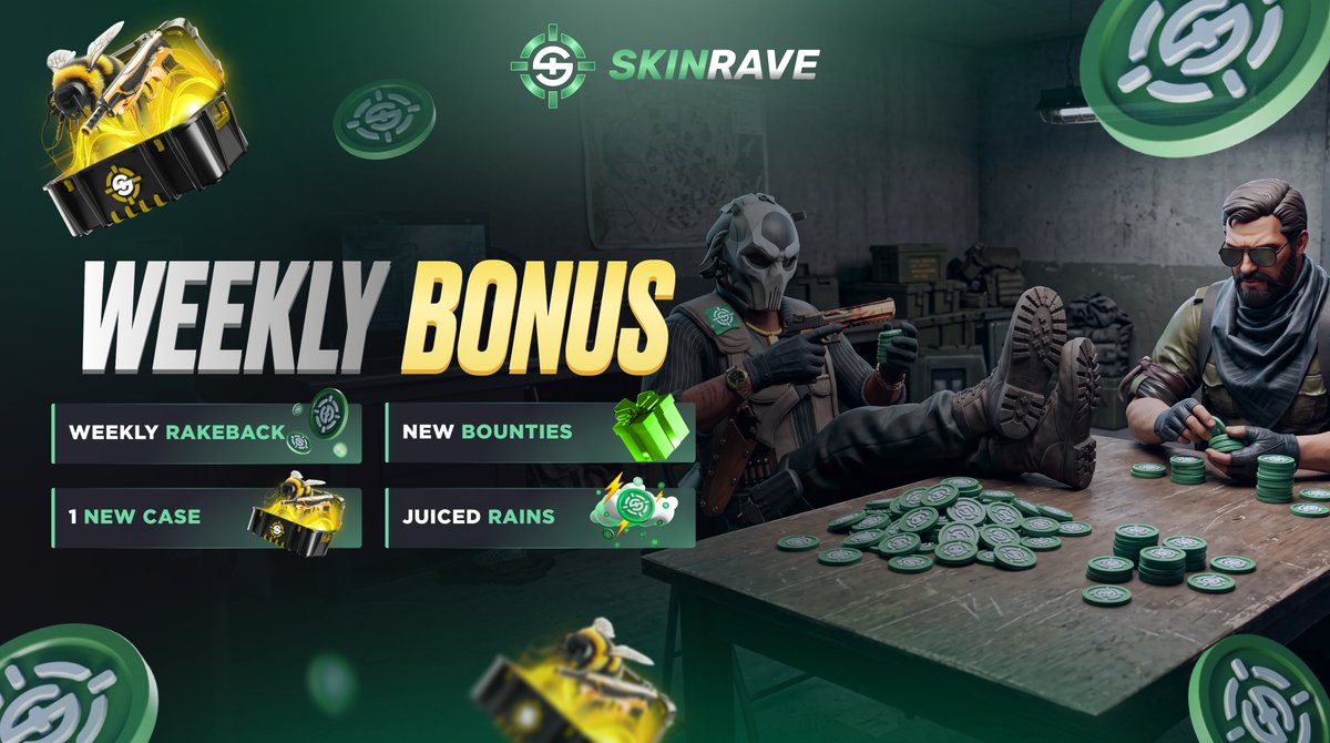 skinravegg's tweet photo. 🚨 Weekly Bonus is LIVE!

🔓 Weekly Rakeback ready to claim
🔥 1 new case dropped
🎯 New bounties live
🌧️ 6,000T in the rain
🟢 BCX is LIVE: https://t.co/kKup7GEN7y

🎁 “WEEKLY” — 1.5T (Lvl 2+)
🎁 “BONUS” — 5T (1M XP / 2.5K 72H Wager)

👉 https://t.co/f2fNacdcWZ https://t.co/VVkgJULD67