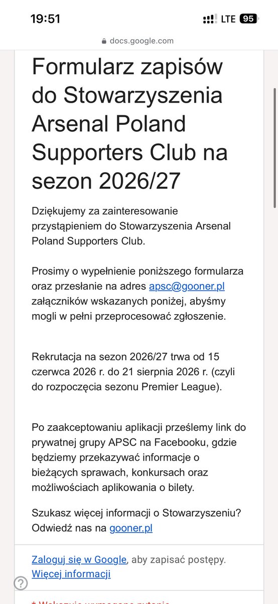 Piotrula007's tweet photo. @ArsenalPolandSC Do 15? W formularzu jest napisane inaczej https://t.co/xtYGw6kTcn