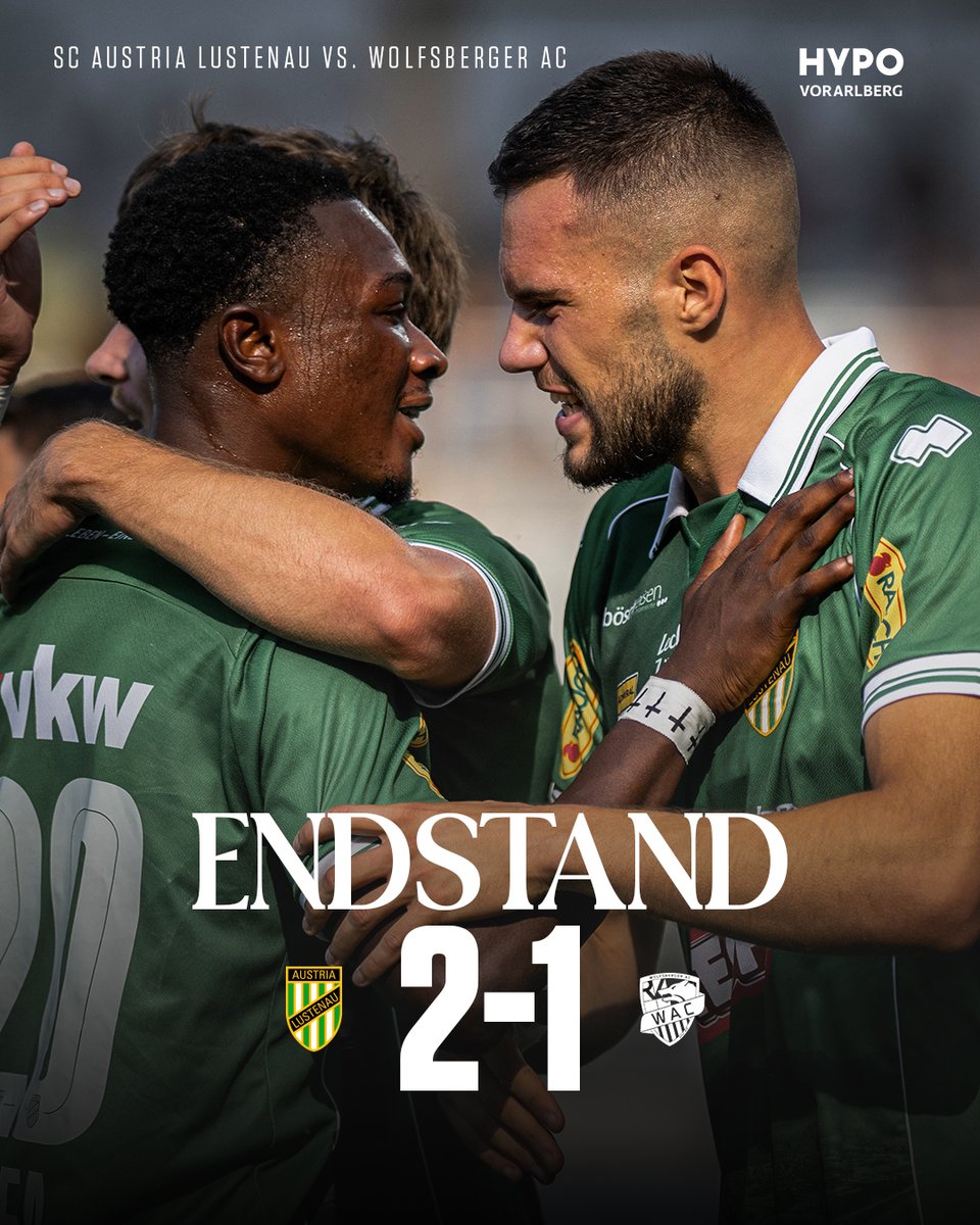 AustriaLustenau's tweet photo. JAAAAA! Wir besiegen den Wolfsberger AC nach einer richtig starken Leistung hochverdient mit 2:1. 💚🔥
Was für ein Auftritt, Männer!
#ALUWAC | 2:1 | FT https://t.co/xUOjDF1JTx