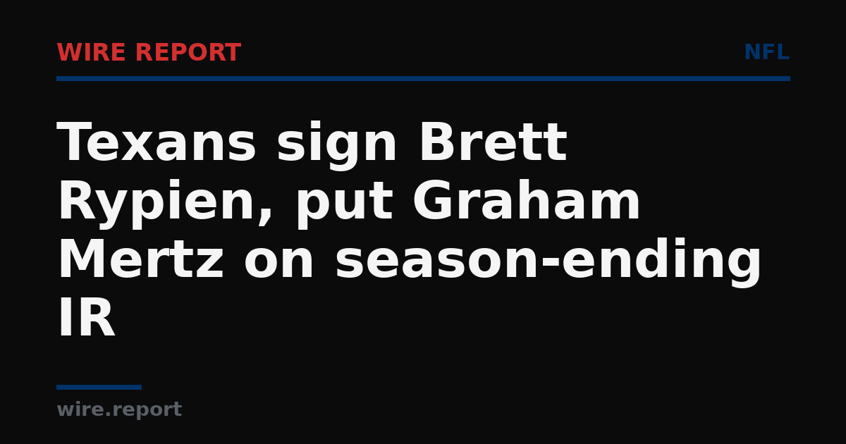 WireReportNFL's tweet photo. Texans sign Brett Rypien, put Graham Mertz on season-ending IR. https://t.co/X8VBt957lb