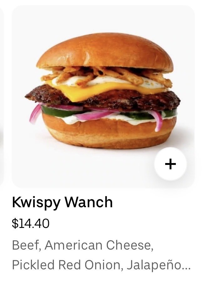 BobularMotions's tweet photo. They got a burger called the Kwispy Wanch https://t.co/5P8oYwgPbo